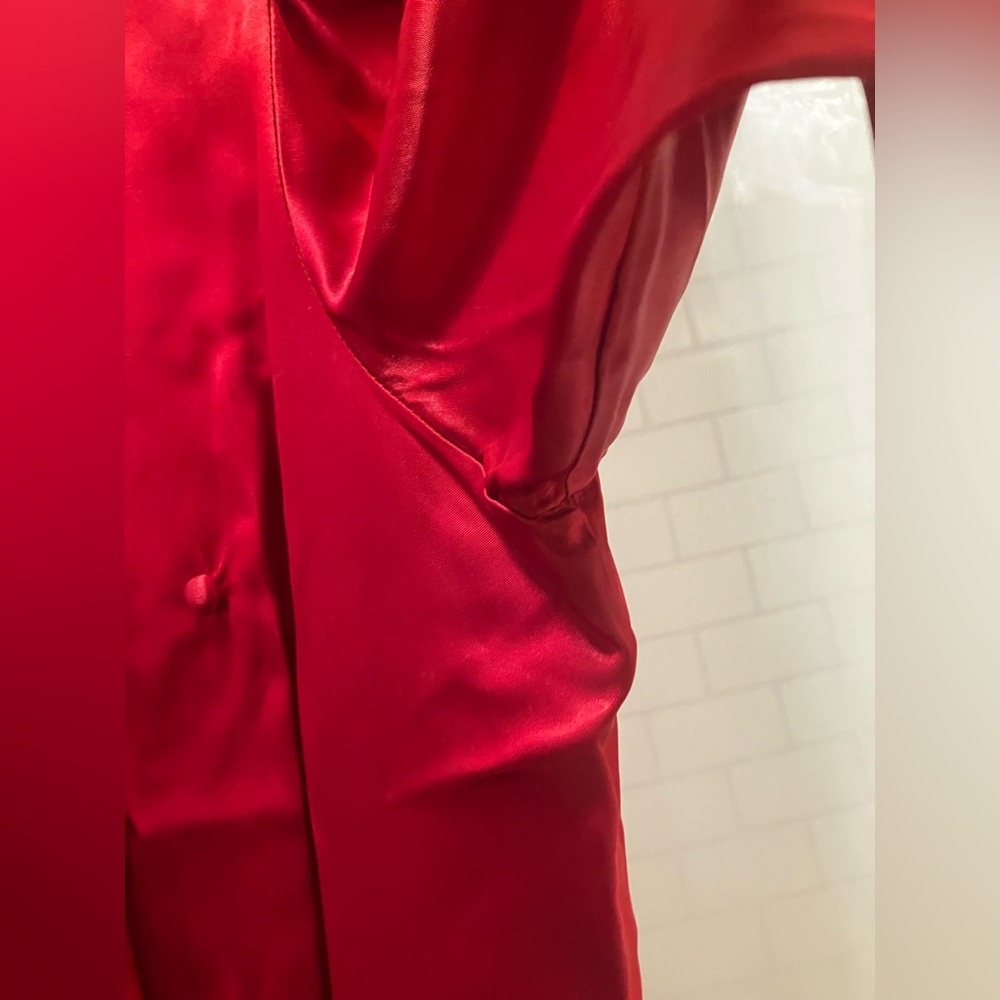 Vintage 1930s / 1940s red satin dress, medium - Picture 4 of 16